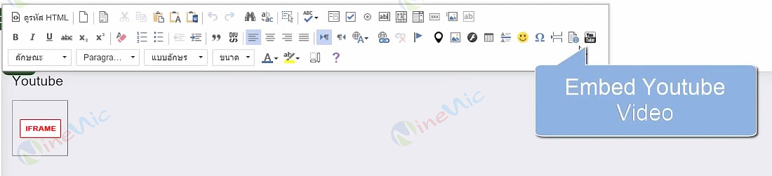 คู่มือเว็บไซต์สำเร็จรูป ninenic - การการใส่ youtube video